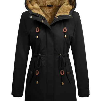 Women's Fleece Parka Jacket, Hooded, Long Warm