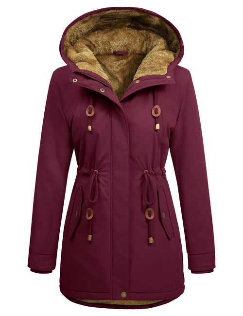 Women's Fleece Parka Jacket, Hooded, Long Warm