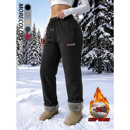 Women's thermal trousers made of 100% cotton with a warm fleece lining