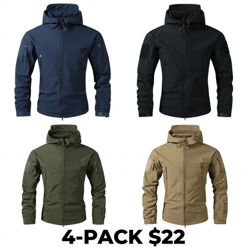 Men's Fitted Woven Hooded Jacket – Water-Resistant Outdoor Coat with Multi Zipper Pockets