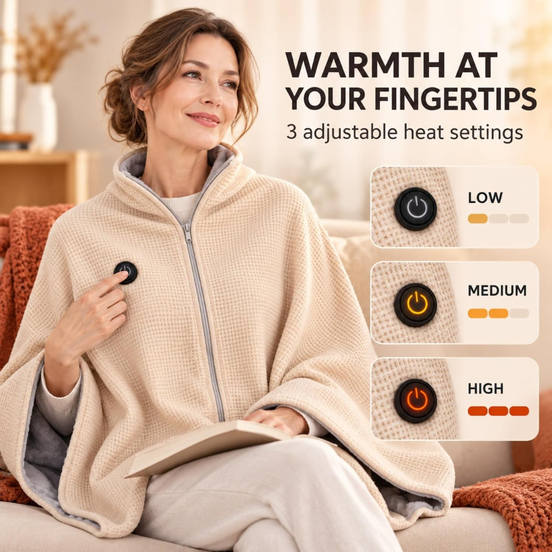 Wearable Heated Blanket Wrap for Women – Ultra-Soft Fleece Winter Cover