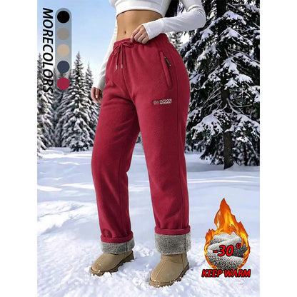 Women's thermal trousers made of 100% cotton with a warm fleece lining