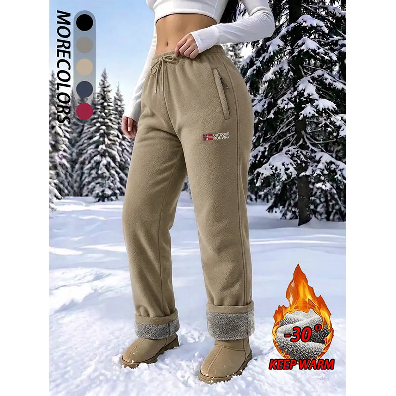 Women's thermal trousers made of 100% cotton with a warm fleece lining