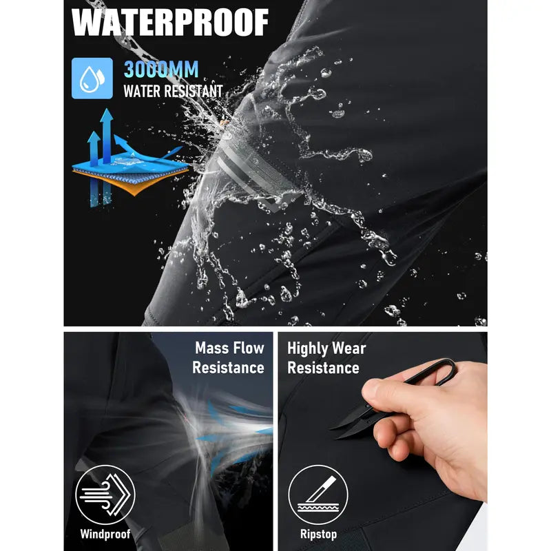 Men's Fleece-Lined Snow Pants for Winter