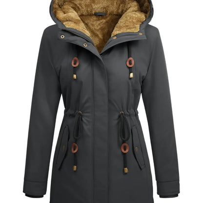 Women's Fleece Parka Jacket, Hooded, Long Warm