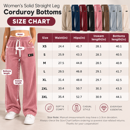 [LAST DAY SALE]Women's Solid Straight Leg Corduroy Bottoms