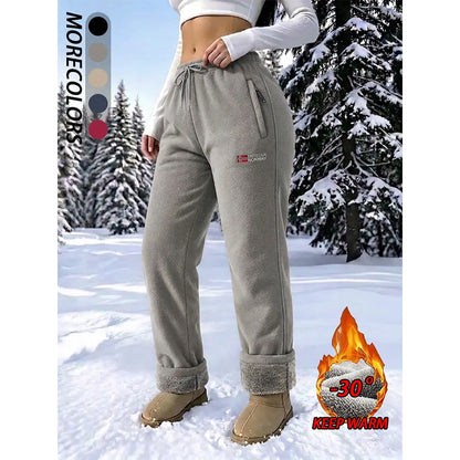 Women's thermal trousers made of 100% cotton with a warm fleece lining