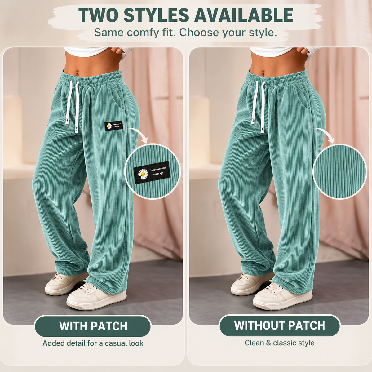 [LAST DAY SALE]Women's Solid Straight Leg Corduroy Bottoms