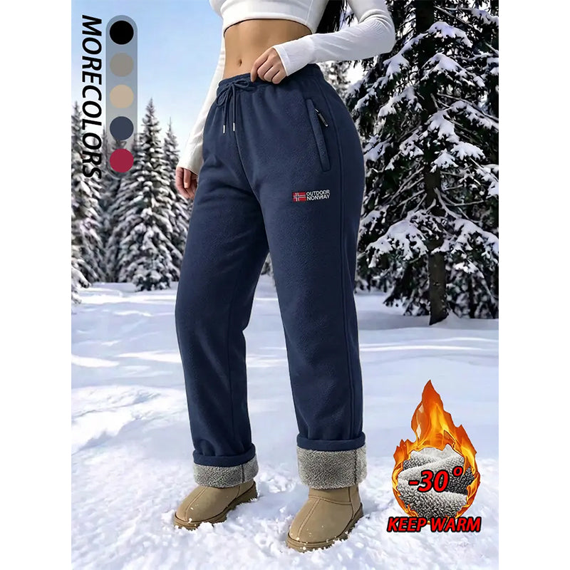 Women's thermal trousers made of 100% cotton with a warm fleece lining
