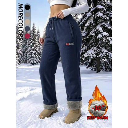 Women's thermal trousers made of 100% cotton with a warm fleece lining