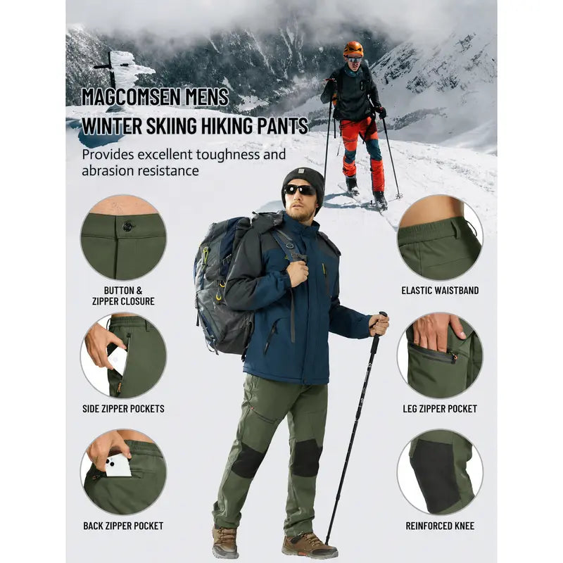 Men's Fleece-Lined Snow Pants for Winter